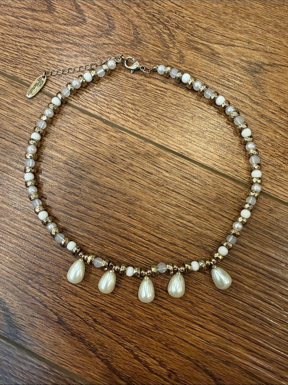 Plunder Gold and Ivory Teardrop Bead Necklace